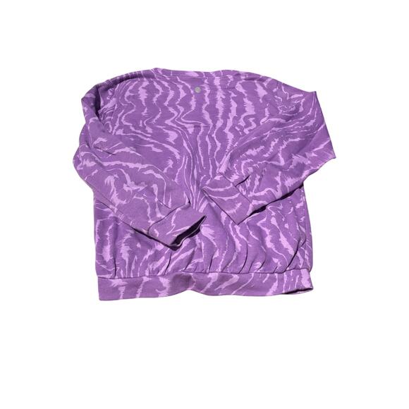 Zelle S 5/6 generous animal print French terry sweatshirt in purple lavender euc - Picture 7 of 8